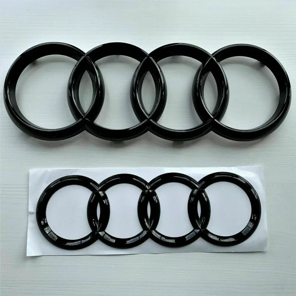 Фото Black Silver ABS 4 Ring Car Hood Bonnet Front Grill Trunk Rear Emblem Logo Badge Sticker For Audi A3 A4 A5 A6 A7 TT Q2 Q3 Q5 Q8 №4