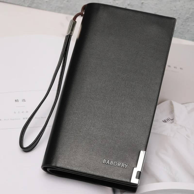 Длинный кошелек BABORRY деловой мужской тонкий бумажник роскошный брендовый