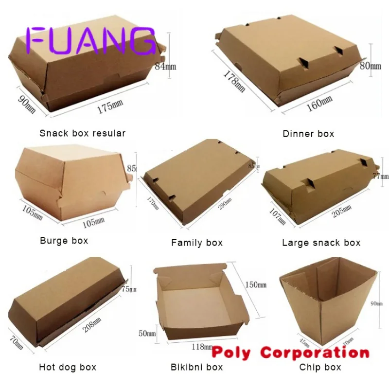 

Corrugated Paper burger box custom and logo design food grade materials Hamburger packaging box