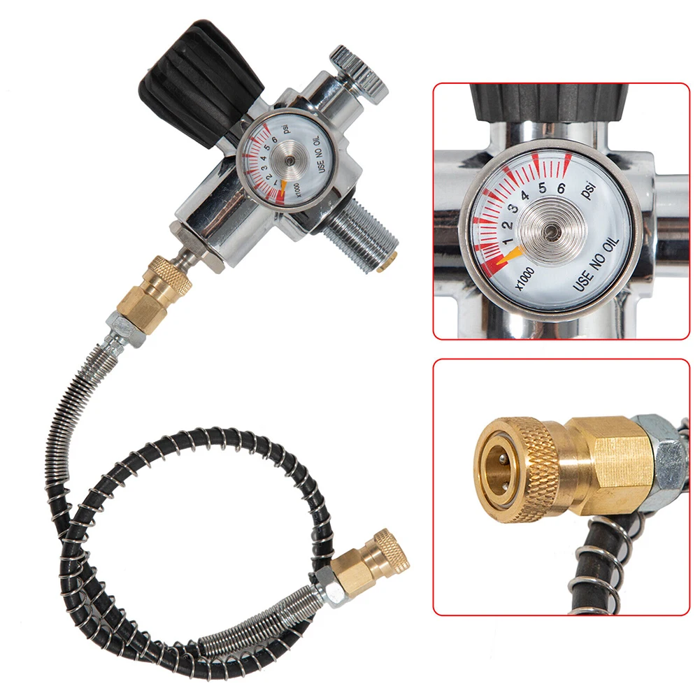 

PCP Air Tank M18x1.5 Air Valve Regulator Fill Station Disconnect 24inchHose G5/8-14NPS Inlet Thread Compressed Air Intake Valve