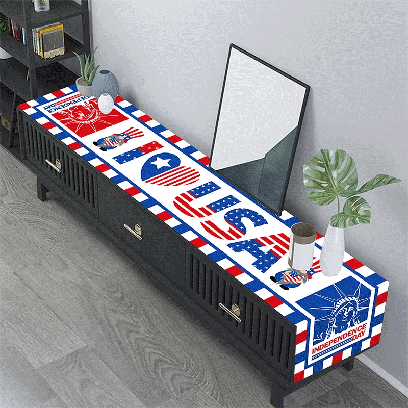 American Independence Day Decoration Table Runner Statue of Liberty Home Decor Cloth Party White Red Blue Color Tablecloth