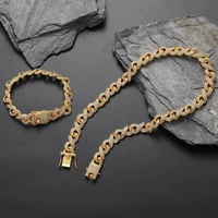 hip hop unlimited cuban chain 12mm miami necklace bling iced alloy rhinestone bracelet for women men fashion rapper jewelry