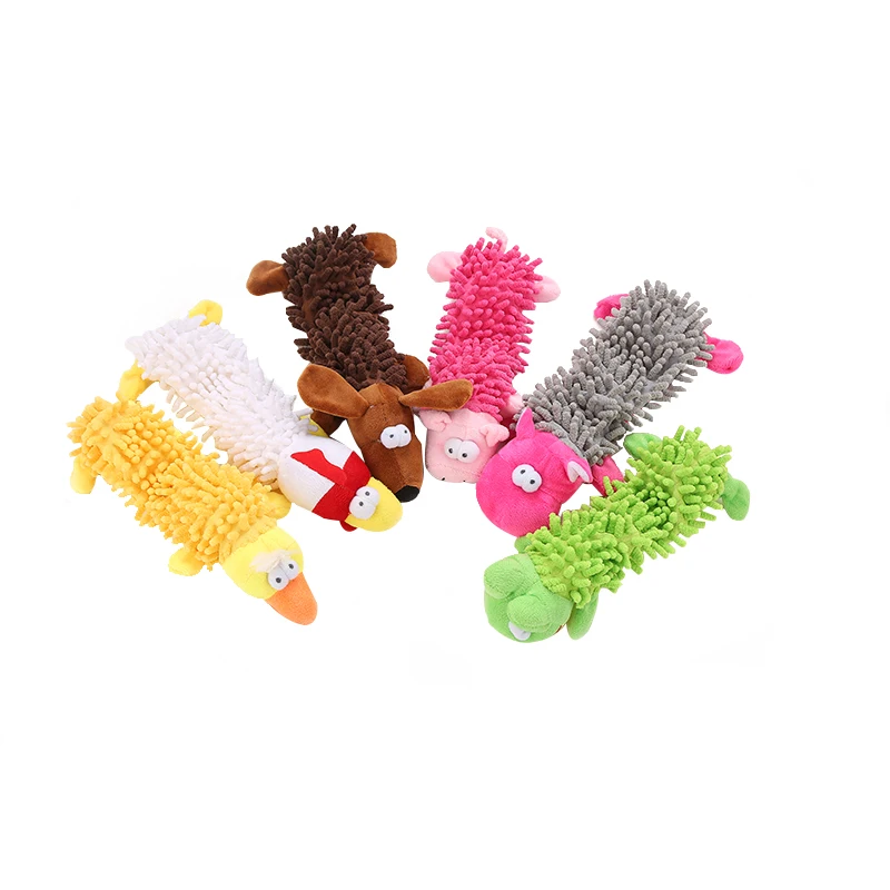 

Hot new pet toy mop plush animal shaped paper dog toy with sound inside