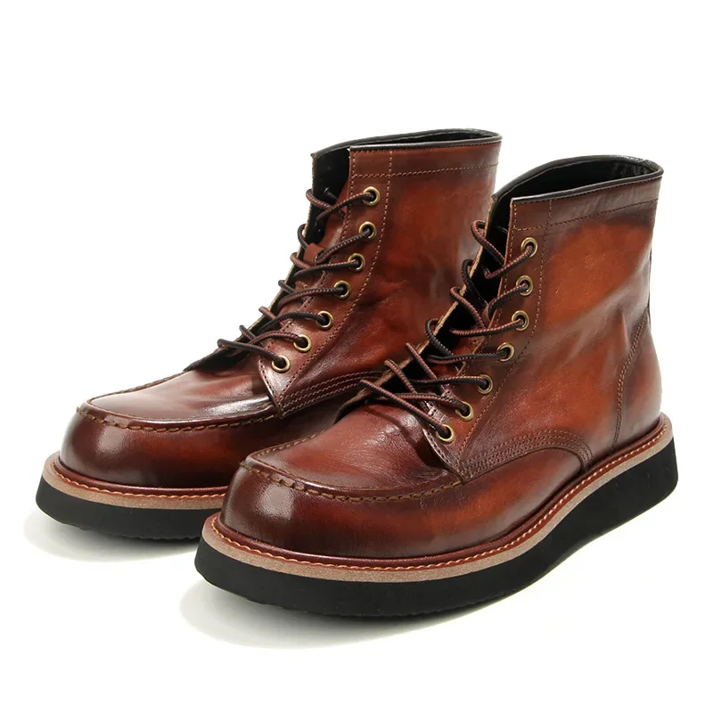 Мотоциклетные ботильоны из натуральной кожи мужские ботинки высокого качества
