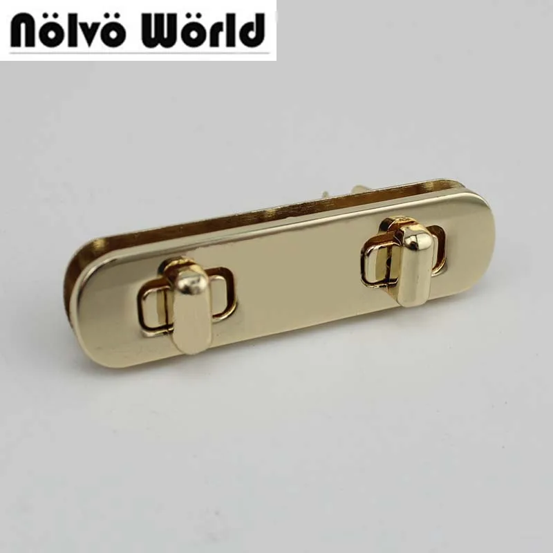 

15sets/lot 58*15mm light gold Leather Goods Handmade Zipper Puller Locks,New Zipper Pocket Closured Twist Turn Lock Snap Clasps