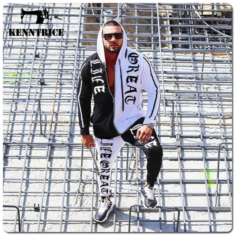 

Kenntrice colorful Youth Suits Jogging Trend Zipper Sport Sportswear Sweatshirts Sweatpants Sweatsuits Two Piece Fashion Stylish
