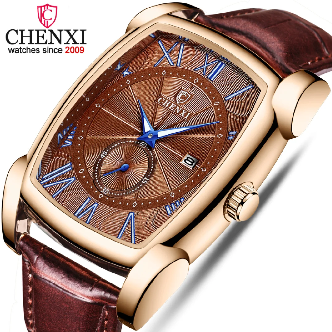 

CHENXI Brand Quartz Men Watches Men's Military Clock Relogio Masculino Brown Leather Wristwatches 2022 New Style Erkek Kol Saati