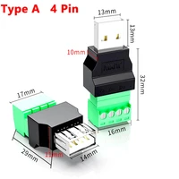 4 pin usb 2 0 type a malefemale to screw connector usb jack usb plug with shield connector usb2 0 to screw terminal plug