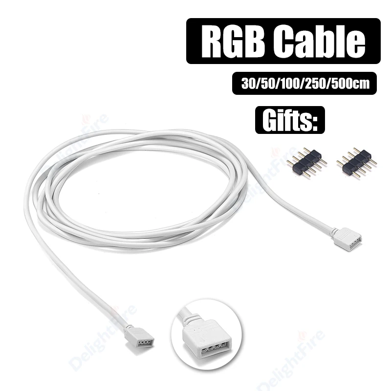 

RGB LED Strip Connector Cable DC 12V 0.3/0.5/1/.2.5M Male Female RGB Extension Cord Wire For SMD 5050 3528 LED Strip Light
