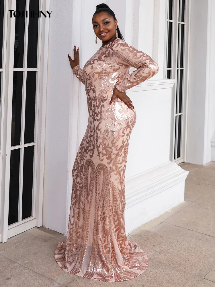 Женское платье-Русалка с блестками на подоле