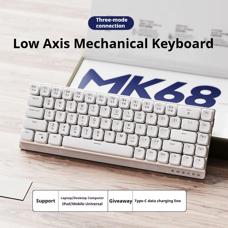 EWEADN MK68 Беспроводная механическая клавиатура с переключателем низкой высоты 60%
