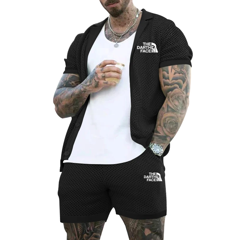 2023 Summer Men Set Casual 2 Piece Tracksuit For Men Streetwear Short Sleeve Jacket Mens T-shirt Shorts Leisure Outfit Sets