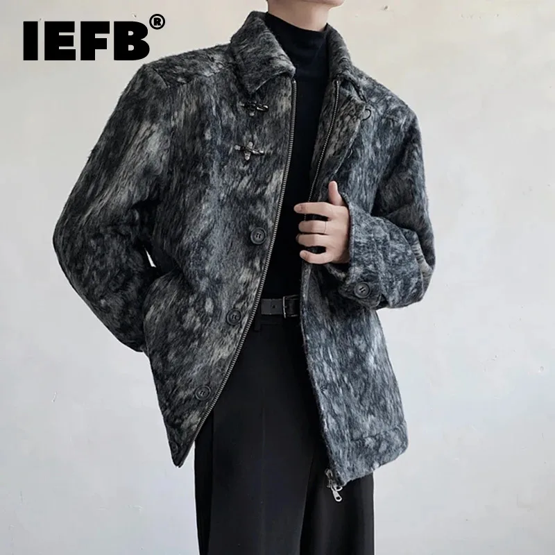 

Мужское шерстяное пальто на молнии, с отложным воротником и пряжкой