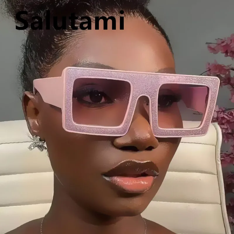 Очки солнцезащитные женские с блестками, квадратные, большие размеры
