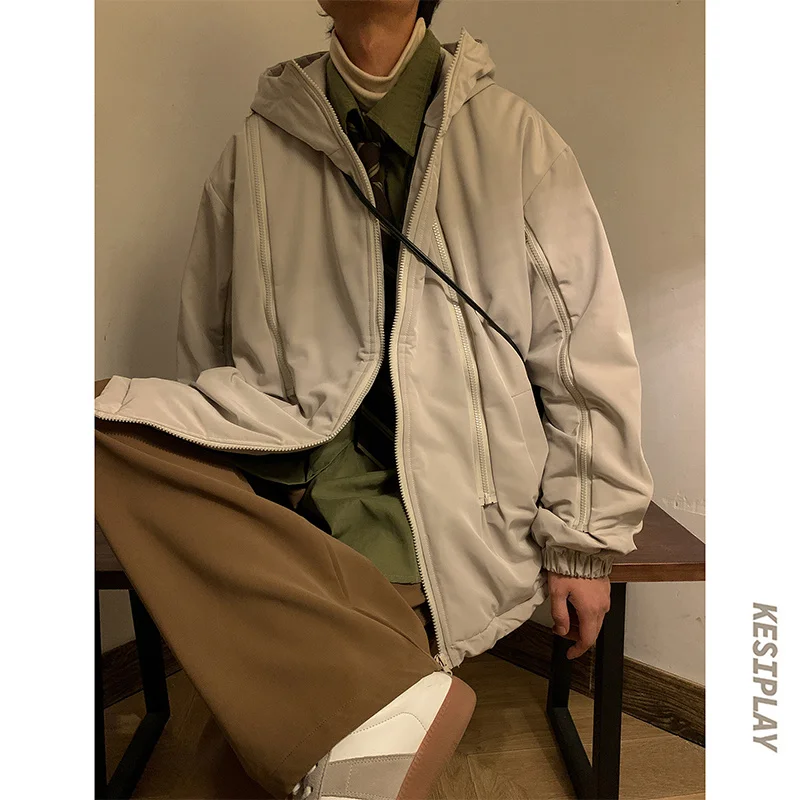 Winter Jacket Men Warm Fashion 4-color Thicken Hooded Jacket Men Streetwear Korean Loose Thick Short Coat Mens Parker M-3XL