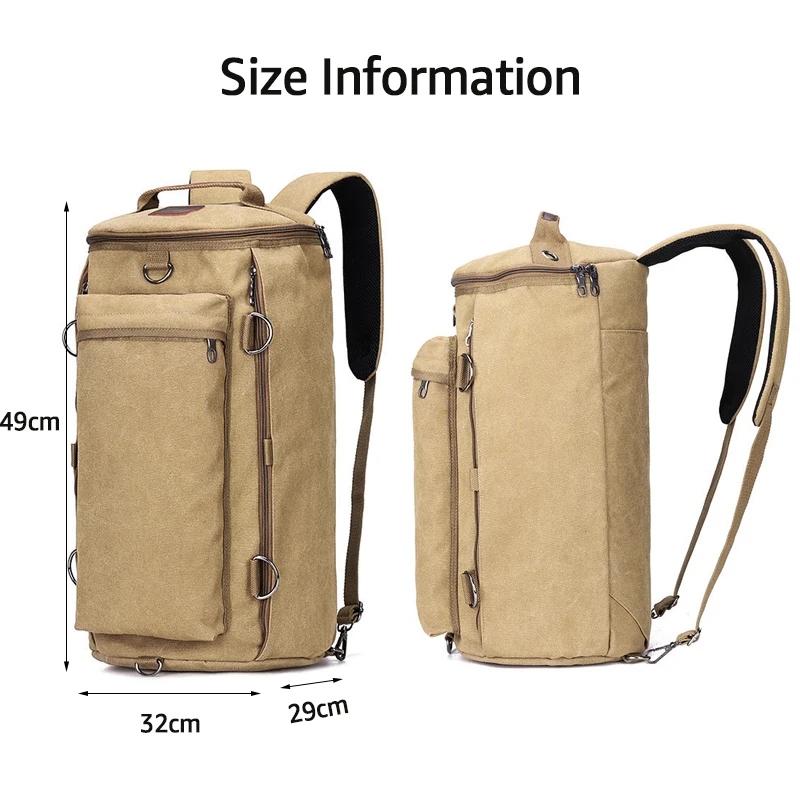 Canvas Gym Fitness Backpack Outdoor Sports Duffle Bag Travel Camping Daypack Student Laptop Backpack Carry on Hiking Rucksack