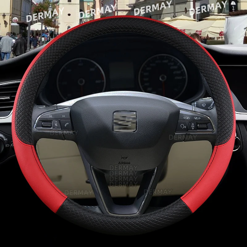 

Для Seat Leon FR MK1 MK2 MK3 Altea Arona Ibiza 6l 6j Ateca Exeo tarrчехол рулевого колеса автомобиля aco из искусственной кожи авто аксессуары