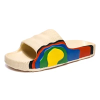 mens summer rainbow yeez slides slip on breathable men slippers lightweight cool beach sandals for men women plus size 34 46