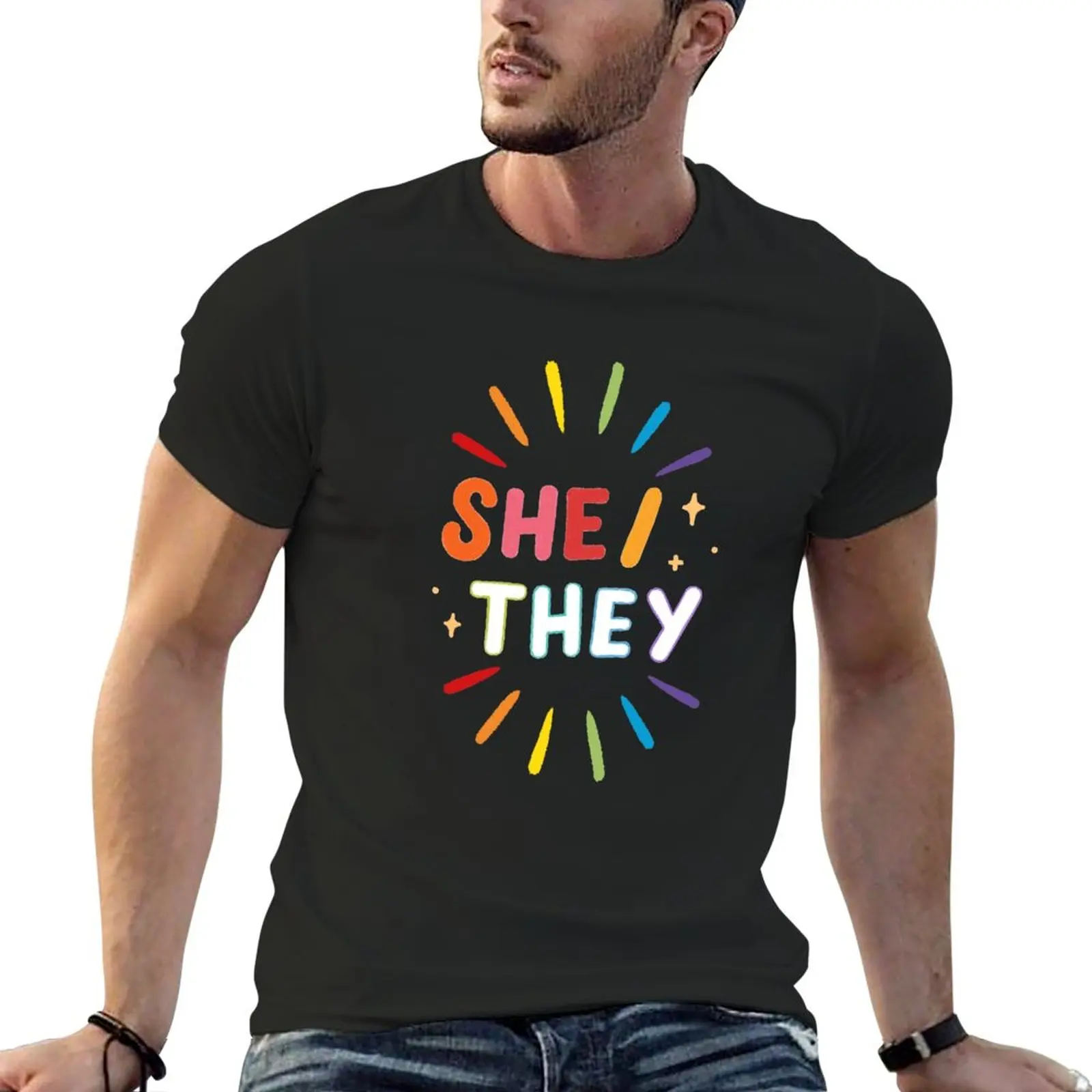 Новая рубашка She / They-Pride футболка с графическим рисунком Мужская