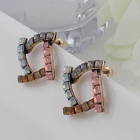 opal stone stud earrings new elegant crystal earrings for women trendy ancient gold women earrings