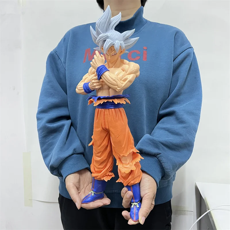 

45cm Dragon Ball Super Figure White Haired Son Goku Migatte No Goku'i Action Figure Ichiban Kuji PVC Collection Model Toy Gift