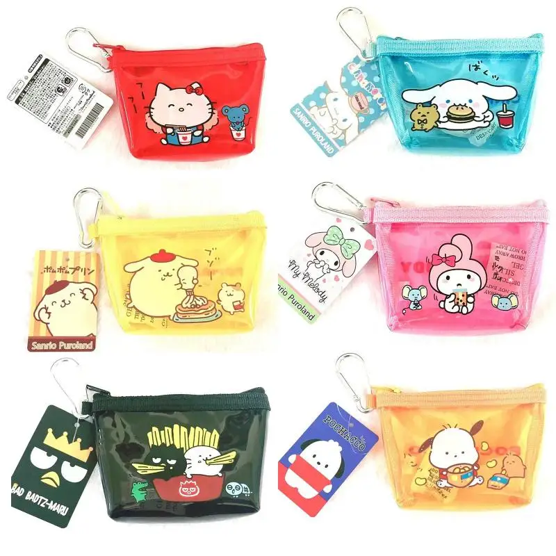 

Kawaii Sanrio Cartoon Coin Bag Key Bag Hello Kitty Transparent Wallet Jelly Color Storage Bag Christmas Creative Birthday Gifts
