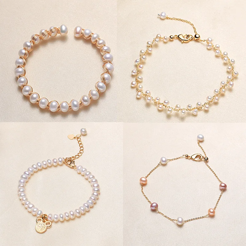 

Beautiful Real Natural Coloful Pearl Bracelet Women,Classic Freshwater Round Pearl Bracelet Bridal Gift