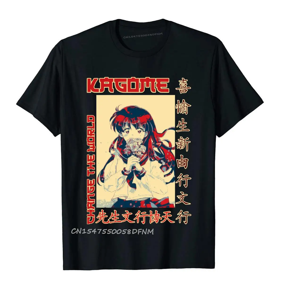 

Мужская хлопковая футболка премиум-класса Inuyasha Change The World Kagome Camisa Tops T Shirt в стиле преппи