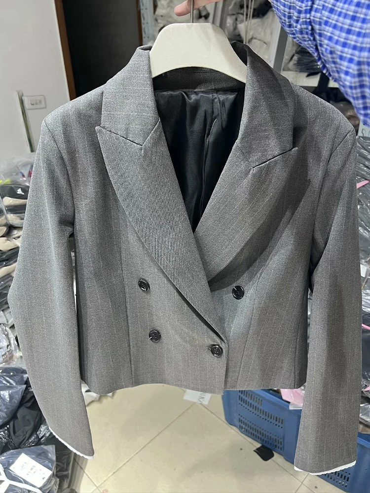 Осень-зима 2024 новый темпераментный двубортный короткий повседневный