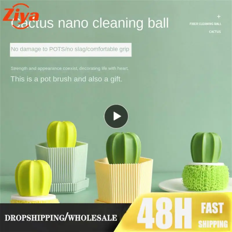 

Handheld Pans Brush Kitchen Cutlery Cleaner Portable Cleaning Brushes Plastic Dishwashing Brush Cleaning Wire Ball