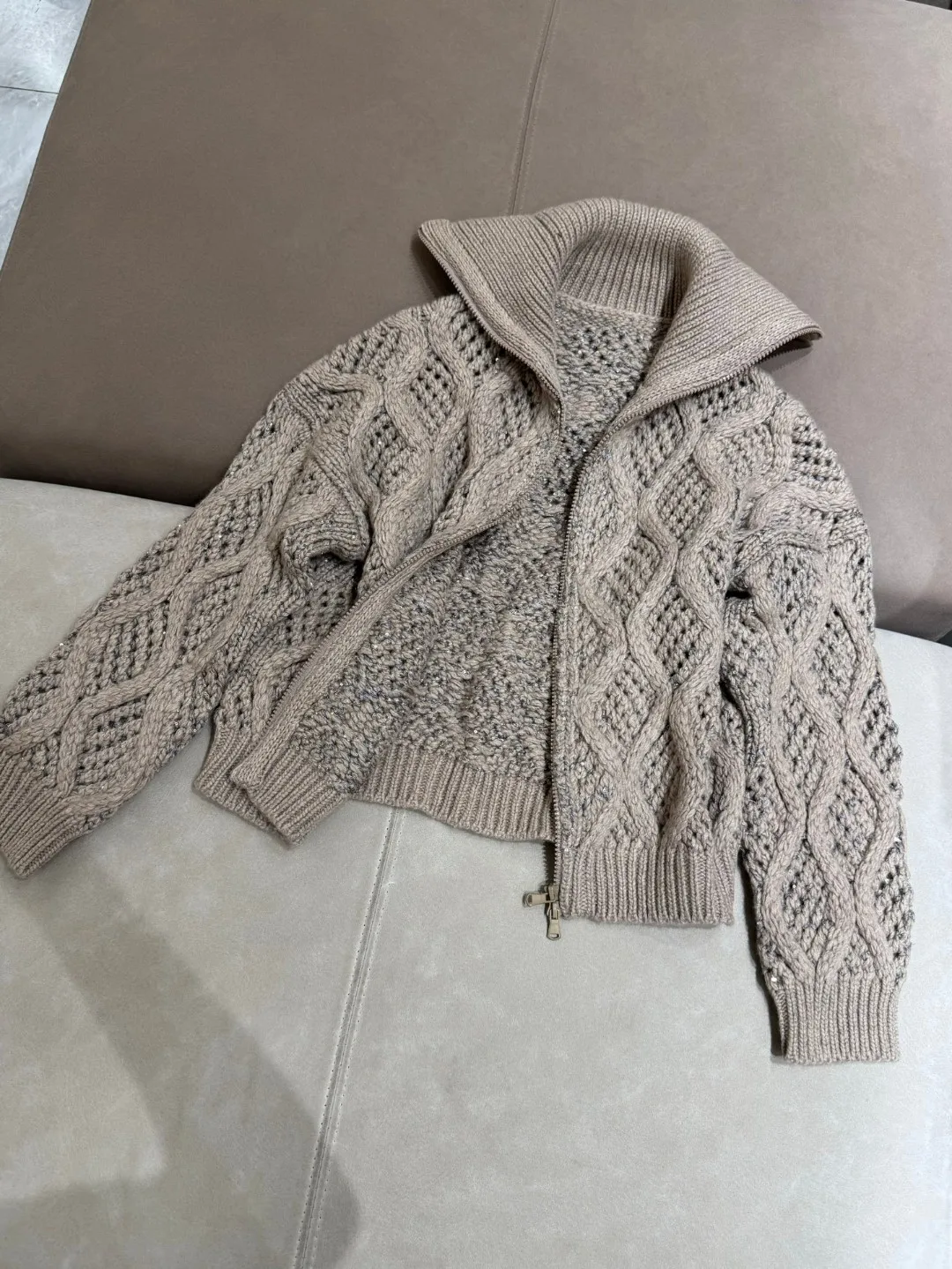 Осенний женский вязаный кардиган из 100% кашемира с длинными рукавами свободный