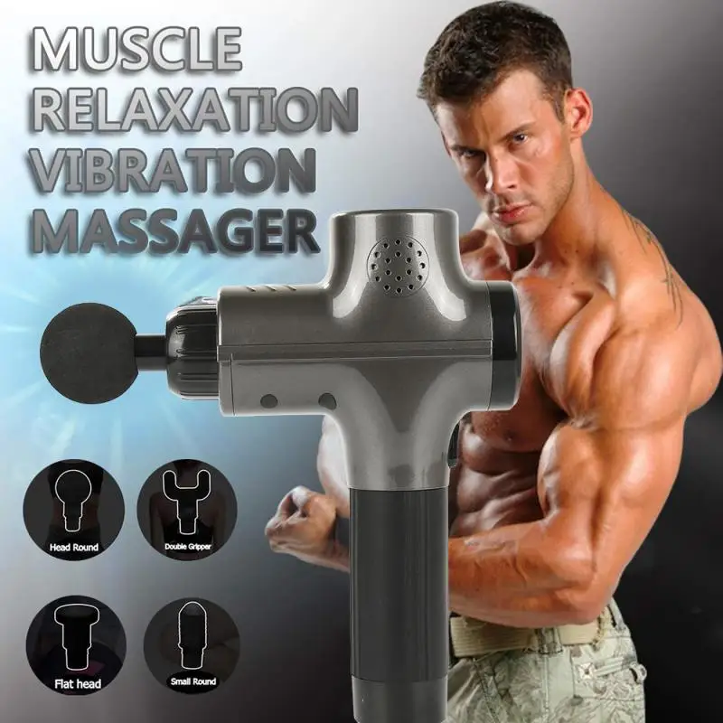 

Electric Muscle Relaxation Fascia Gun Massager Hand-held Deep Muscle Exercising Body Shaping Fitness Health Care Massage Gun NEW