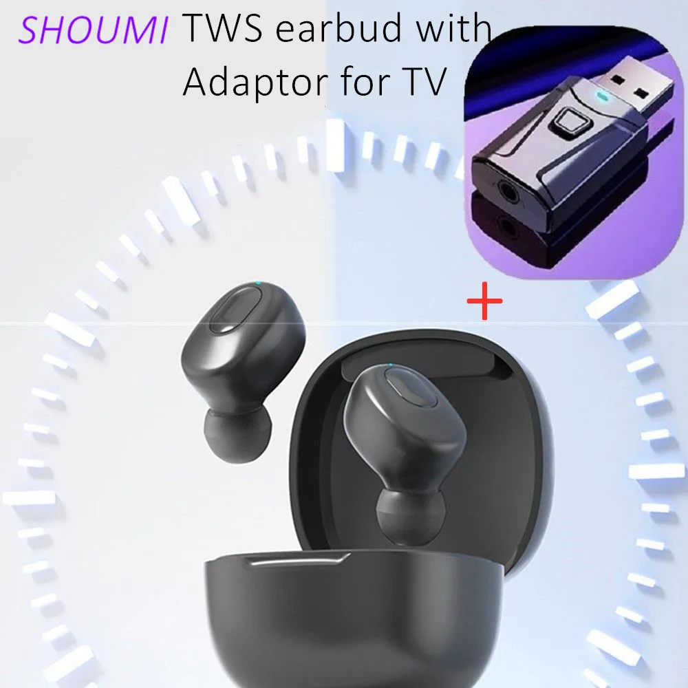 

Wireless Earbuds Tws Bluetooth-Compatible V5.0 Earphone Waterproof Television Headset with Mic USB Adaptor for Xiaomi Phone TV