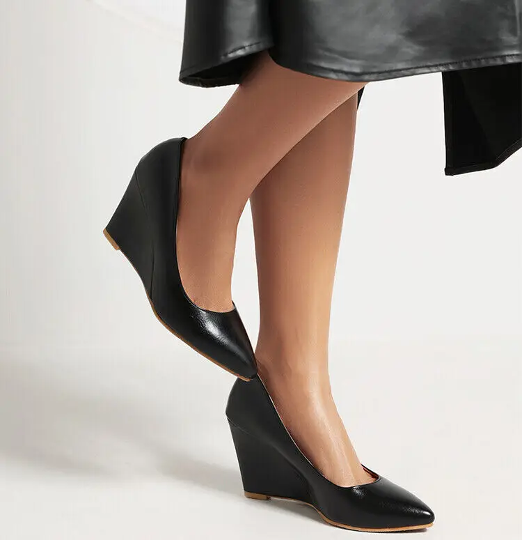

Womens Pointed Toe Wedge Pumps High Heels Office Lady Shoes Comfy Classic Pumps Casuals Fashion Slip On 2023 Sping New Female