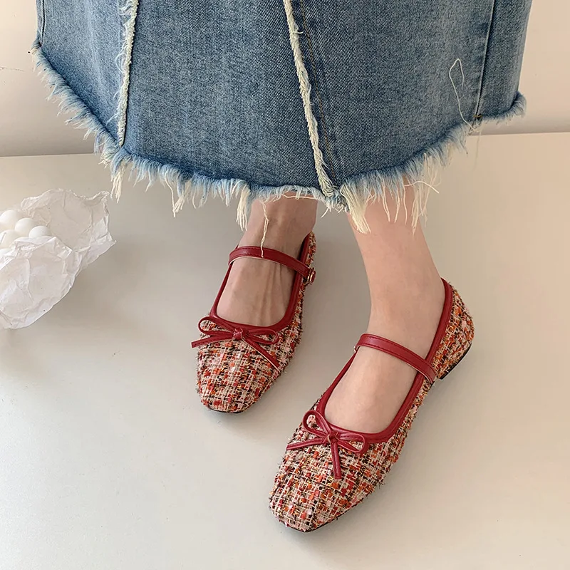 

Elegant Loafers Shoes 2023 Spring Women Buckle Soft Sole Single Shoes Women Fashion Round Toe Granny Flats Shoes Bow Mocasines