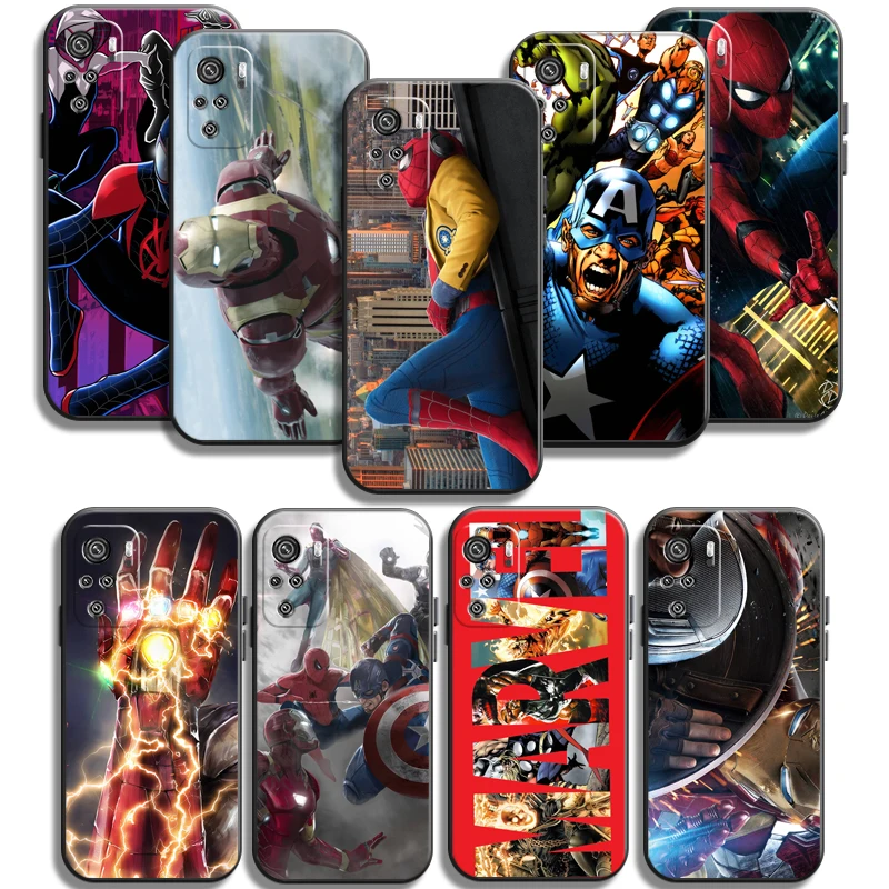 

Marvel Spiderman Phone Cases For Xiaomi Redmi 10 Note 10 10 Pro 10S Redmi Note 10 5G Coque Soft TPU Back Cover Funda Carcasa