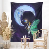 Psychedelic Butterfly Moon Phase Wall Tapestry Botanical Star Wall Hanging Tapestries Wall Art Boho Hippie Girls Dorm Room Decor