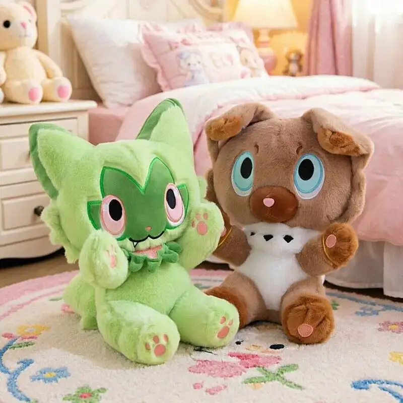 Фото НОВЫЕ плюшевые игрушки Sprigatito и Rockruff: милые мягкие куклы-покемоны, плюшевые подушки, декор для дома, подарок №2