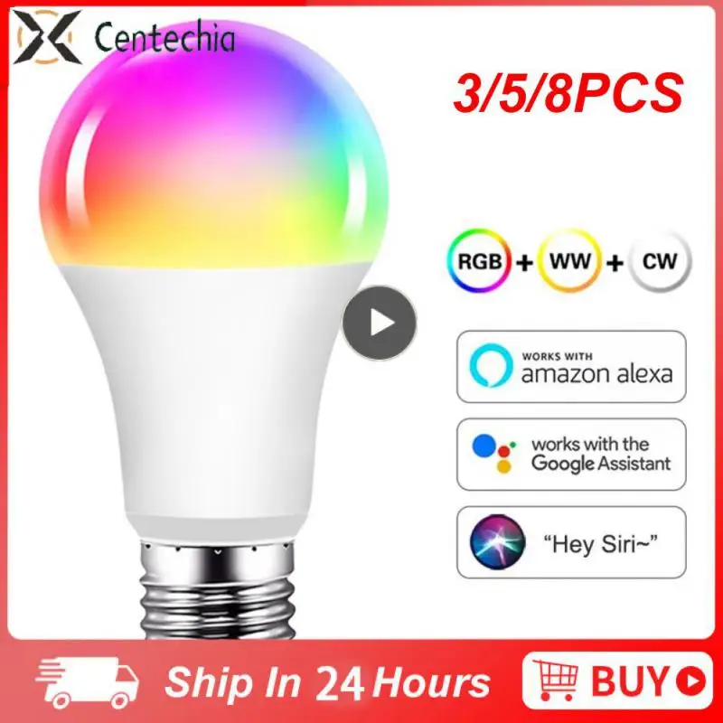 

3/5/8PCS 9w Intelligent Led Lamp Wifi Voice Control Night Lamp Dimmable Rgbcw Smart Home With Alexa Siri Google Home E27