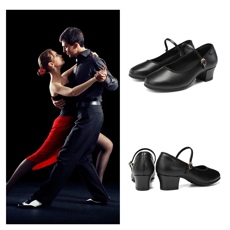 SWDZM Women Modern Dance Shoes Soft Bottom Tango Dancing Shoes Ballroom Latin Dance Shoes For Women 4CM Middle Heeled