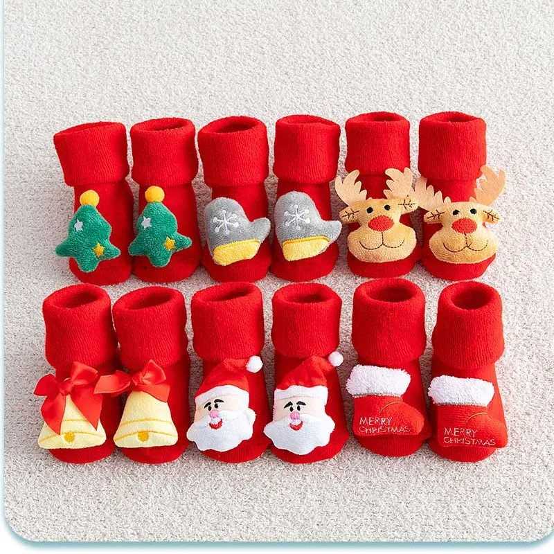 

Kids Children's Socks for Girls Boys Thicken Print Cotton Toddlers Christmas Socks for New Infant Short Socks Clothing