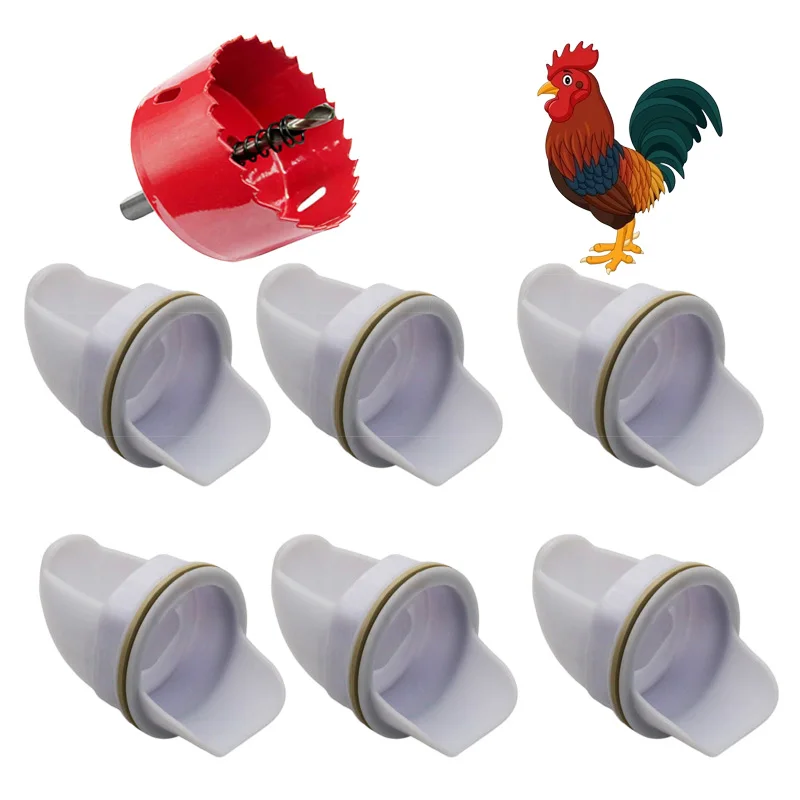 Automatic Gravity Chicken Duck Feeder Kit Rainproof Poultry Feeder For Feed Buckets Barrels Drums Troughs Reduce Spillage Mess