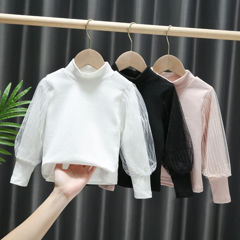 

Детская хлопковая майка с длинным рукавом, с пышными рукавами