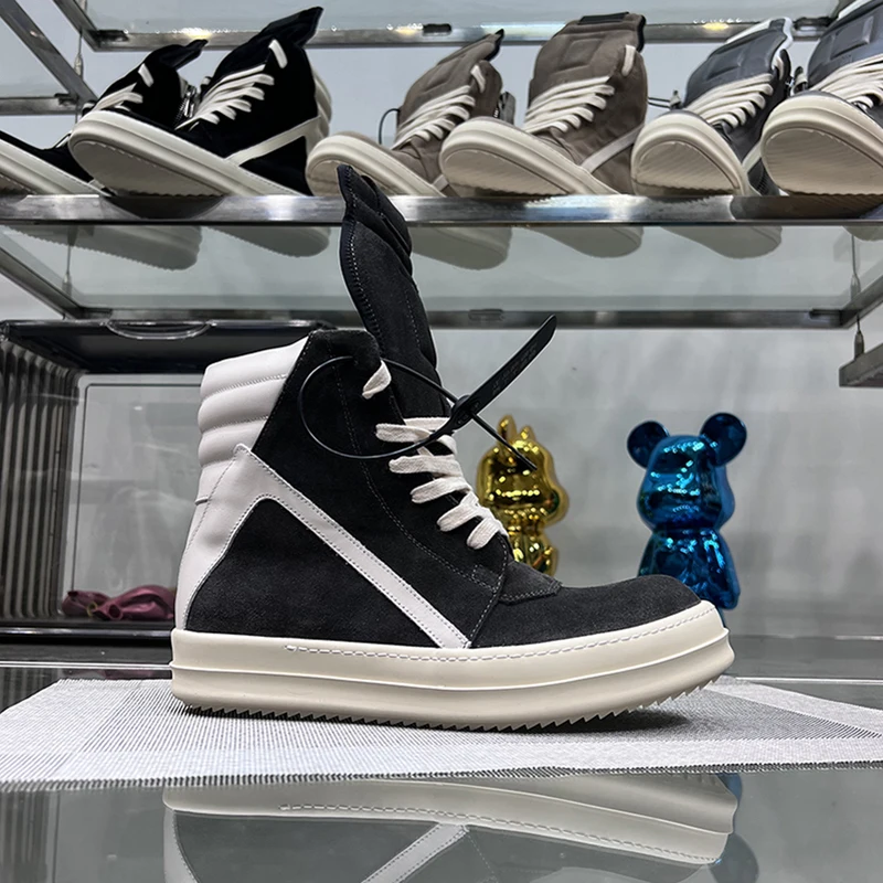 Кроссовки мужские замшевые на шнуровке повседневная обувь с высоким берцем