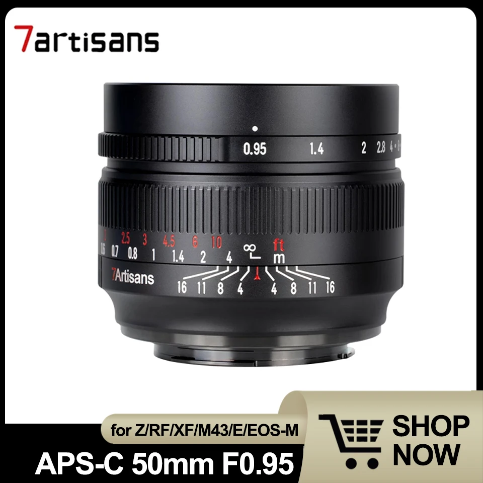 

7Artisans MF 50mm F0.95 APS-C Large Aperture Prime Portrait Lens for Fuji XF Sony E Canon RF/EF-M Micro 4/3 Nikon Z