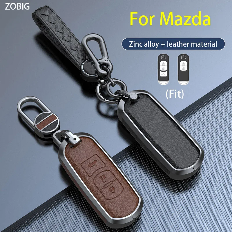 Кожаный чехол-брелок ZOBIG для автомобильного ключа Mazda, оболочка для автомобильного ключа с брелоком, подходит для Mazda 2, 3, 6, 8