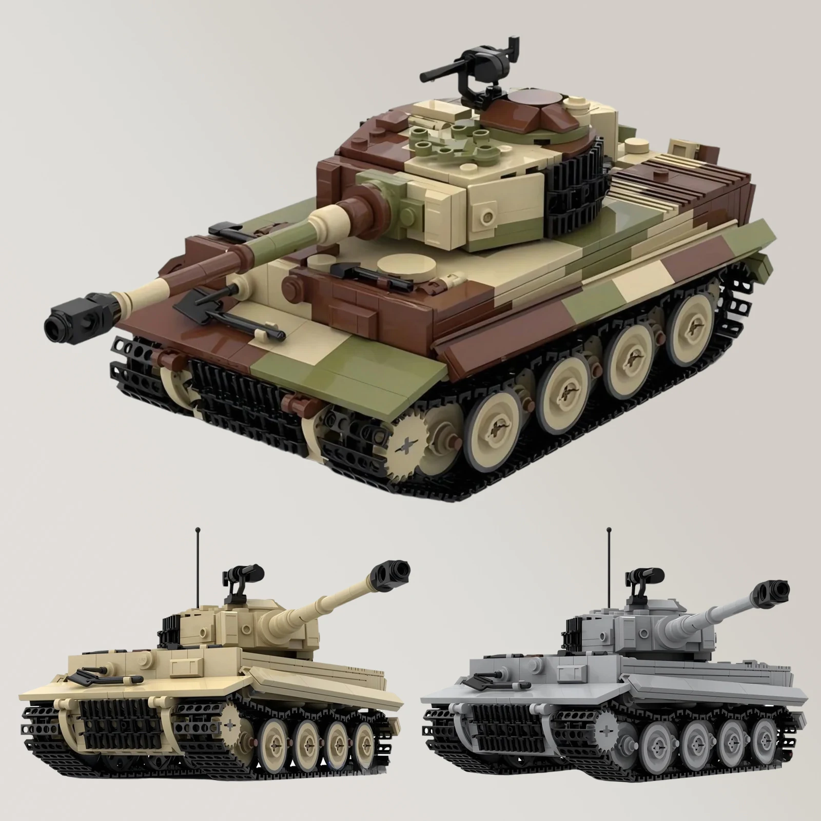 Фото Конструктор MOC Military Series: Немецкий танк Tiger E, артиллерийская бронированная машина, модель для сборки, детские игрушки, подарок на день рождения №1