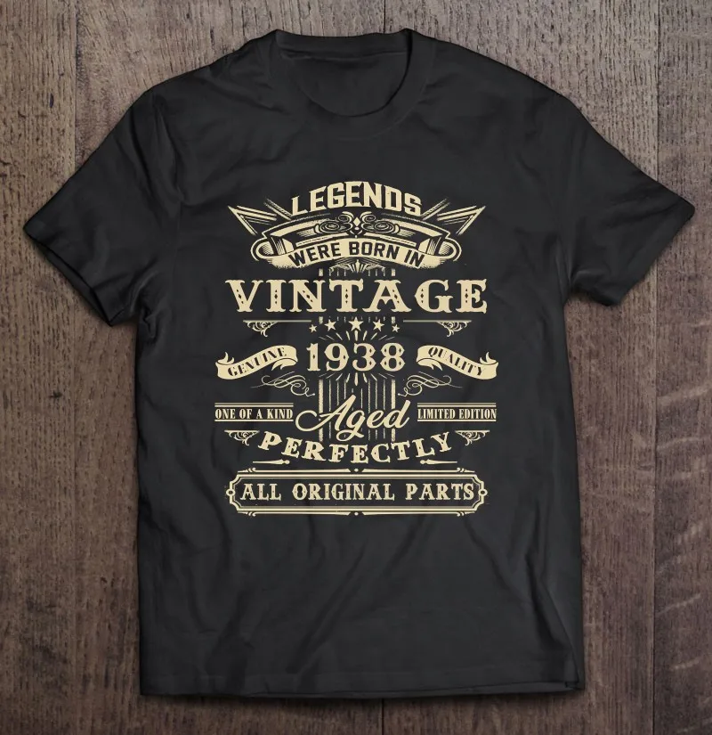 

Футболка мужская винтажная, с принтом легенд, подарок на день рождения, 1938, 84 года