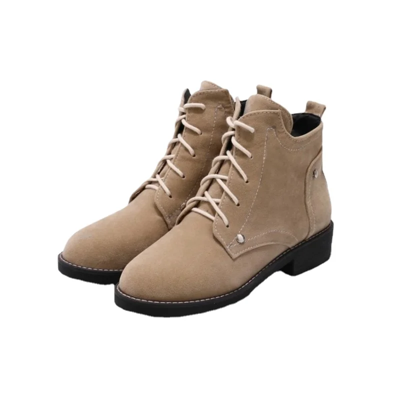 

Big Size 11 12 13 Europeans and Americans with round head, low heel, front lace, short barrel Martin boots