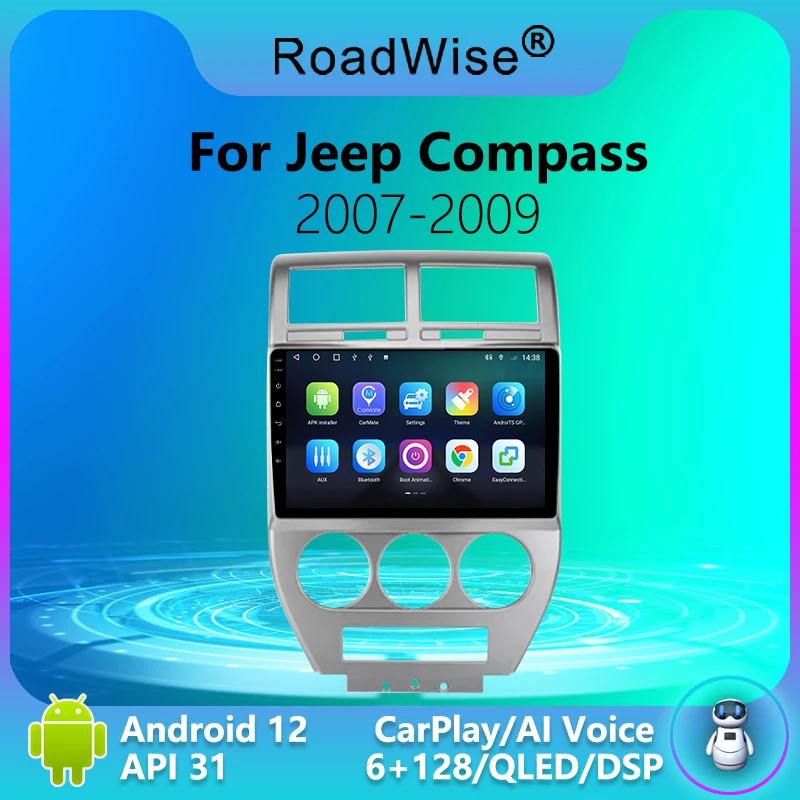 

Roadwise Android 12 Carplay Car Radio For Jeep Compass MK 2007 2008 2009 Multimedia 4g WiFi GPS 2 Din 2Din DVD Autoradio Stereo